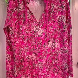 Lilly Pulitzer Hot Pink and White Floral V-Neck Dress